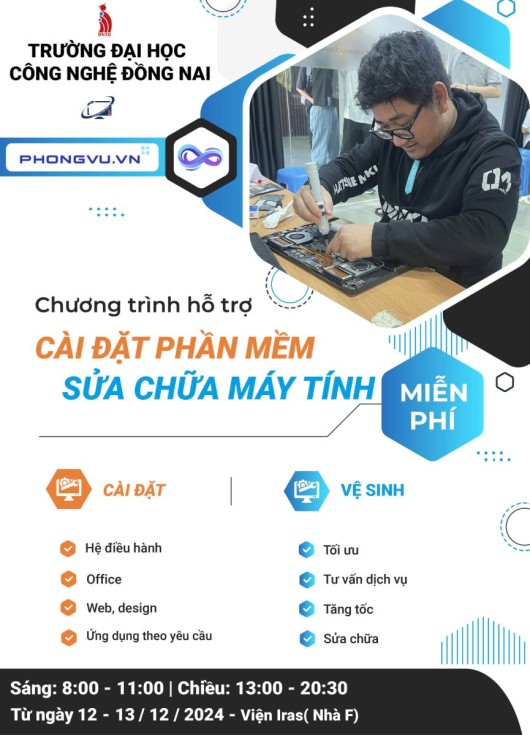 Chương Trình hỗ trợ cài đặt sửa chữa Máy Tính Đợt 2 - Hợp Tác Đặc Biệt với công ty máy tính Phong Vũ Biên Hòa